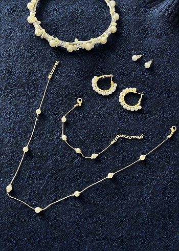 Accessorize İnci Detayli Altin Renk Kadin Taki Seti