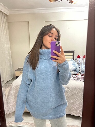 Bebe Mavisi boğazlı kazak