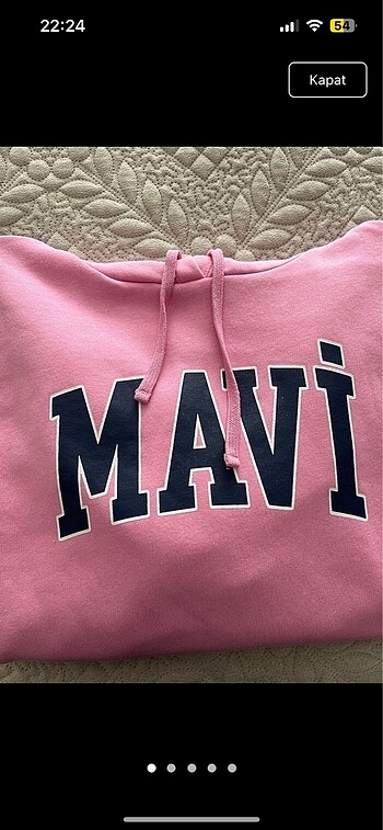 Mavi marka logo baskılı pembe sweat