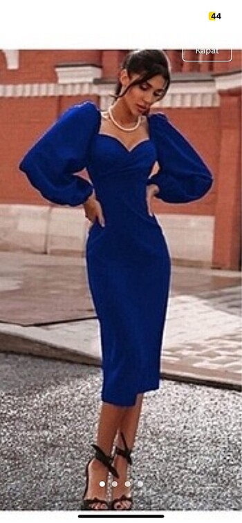 Zara Saks mavisi midi boy elbise