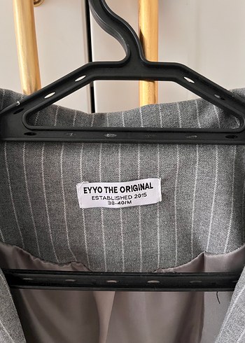 38 Beden gri Renk Gri çizgili blazer ceket