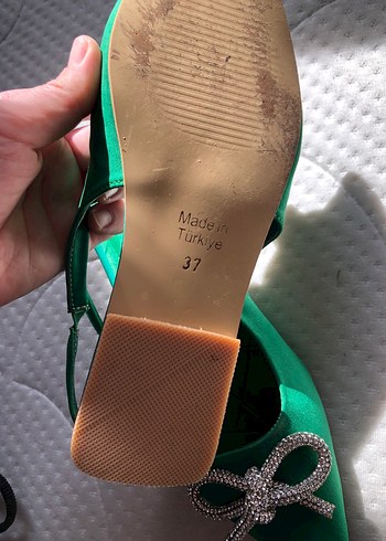 Yeşil Fiyonklu Stiletto Abiye Ayakkabı - Görsel 5