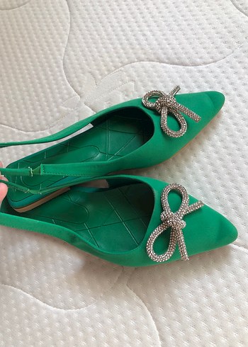 Yeşil Fiyonklu Stiletto Abiye Ayakkabı - Görsel 4