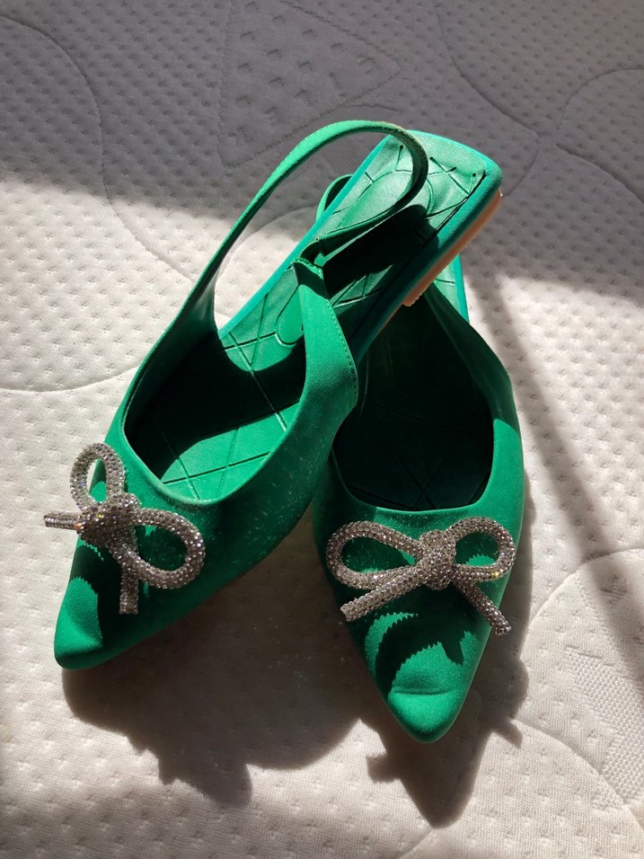 Yeşil Fiyonklu Stiletto Abiye Ayakkabı - Görsel 2