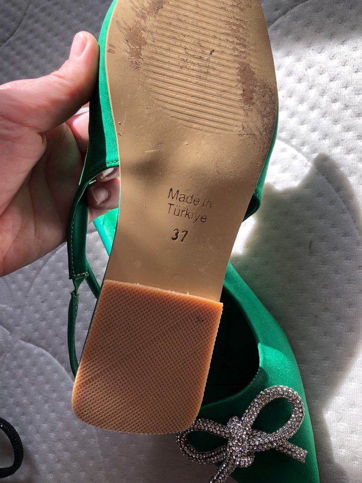 Yeşil Fiyonklu Stiletto Abiye Ayakkabı - Görsel 5