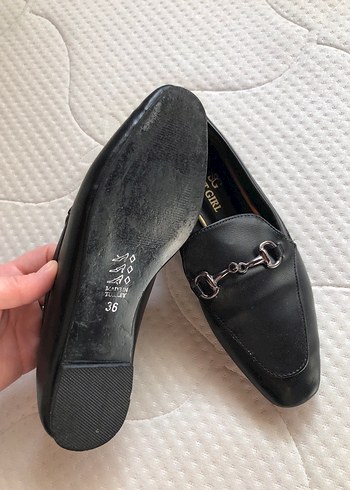 Klasik Siyah Tokalı Deri Kız Loafer - Görsel 2