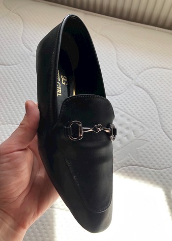 Klasik Siyah Tokalı Deri Kız Loafer - Görsel 8