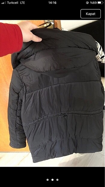 Siyah Şişme Mont - Görsel 5