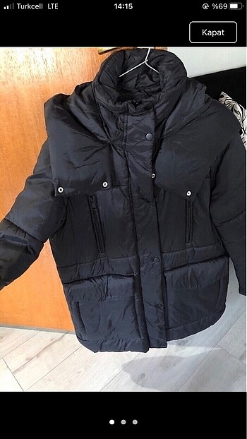 Siyah Şişme Mont - Görsel 4