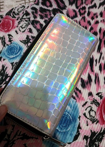 Parlak Yılan Desenli Fermuarlı Kadın Cüzdanı - Görsel 2