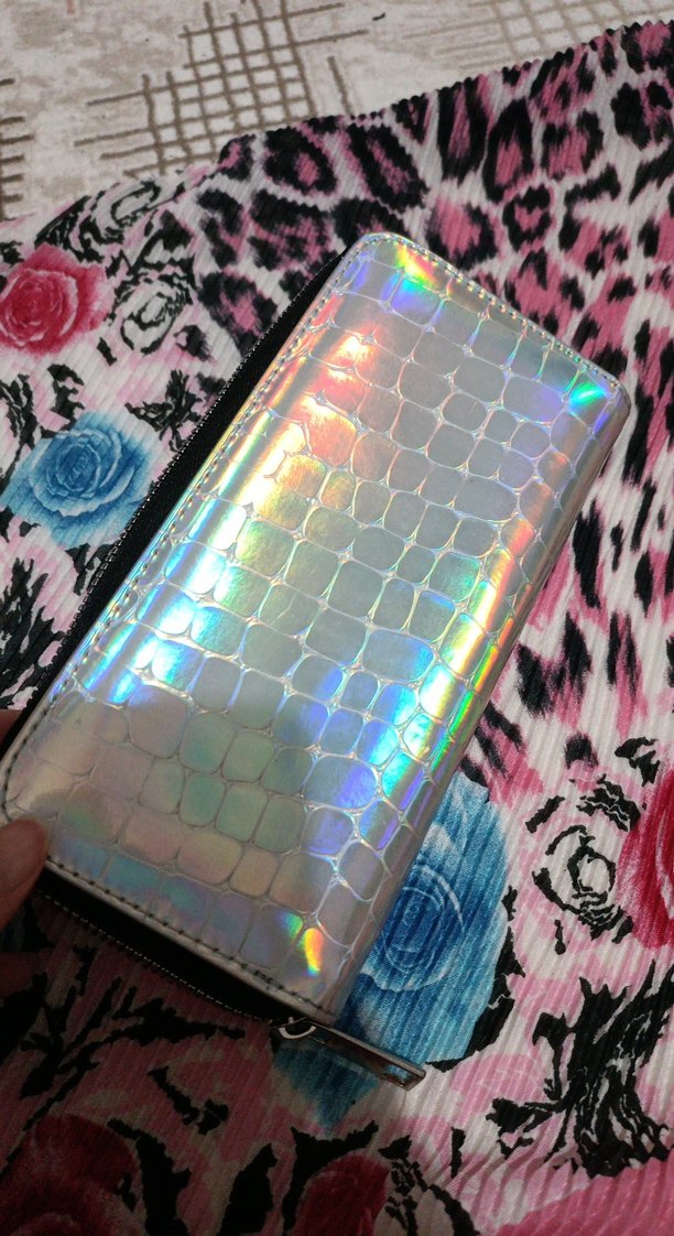 Parlak Yılan Desenli Fermuarlı Kadın Cüzdanı - Görsel 2