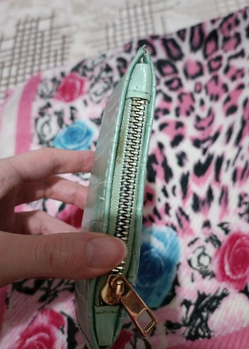 Turkuaz Yılan Derisi Desenli Fermuarlı Kadın Cüzdanı - Görsel 3