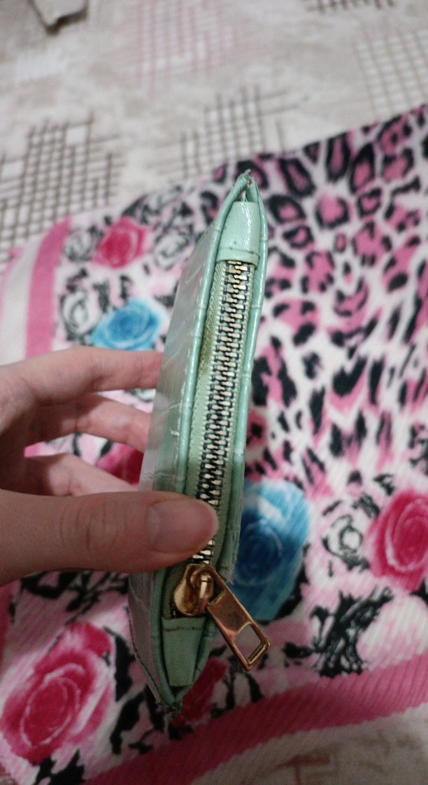 Turkuaz Yılan Derisi Desenli Fermuarlı Kadın Cüzdanı - Görsel 3