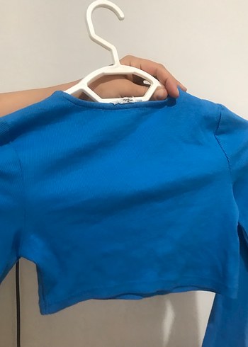 Parlak Mavi Kız Bolero, Uzun Kollu, Yaka Detaylı - Görsel 2