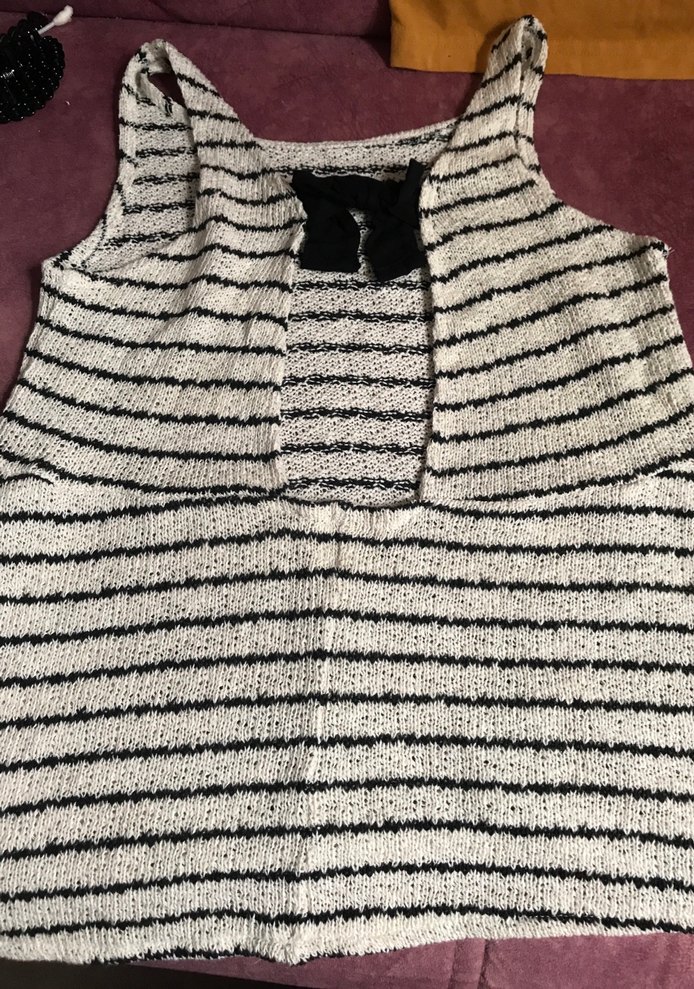 Zara Çizgili Bohem Örgü Kolsuz Kadın Süveter - Görsel 3