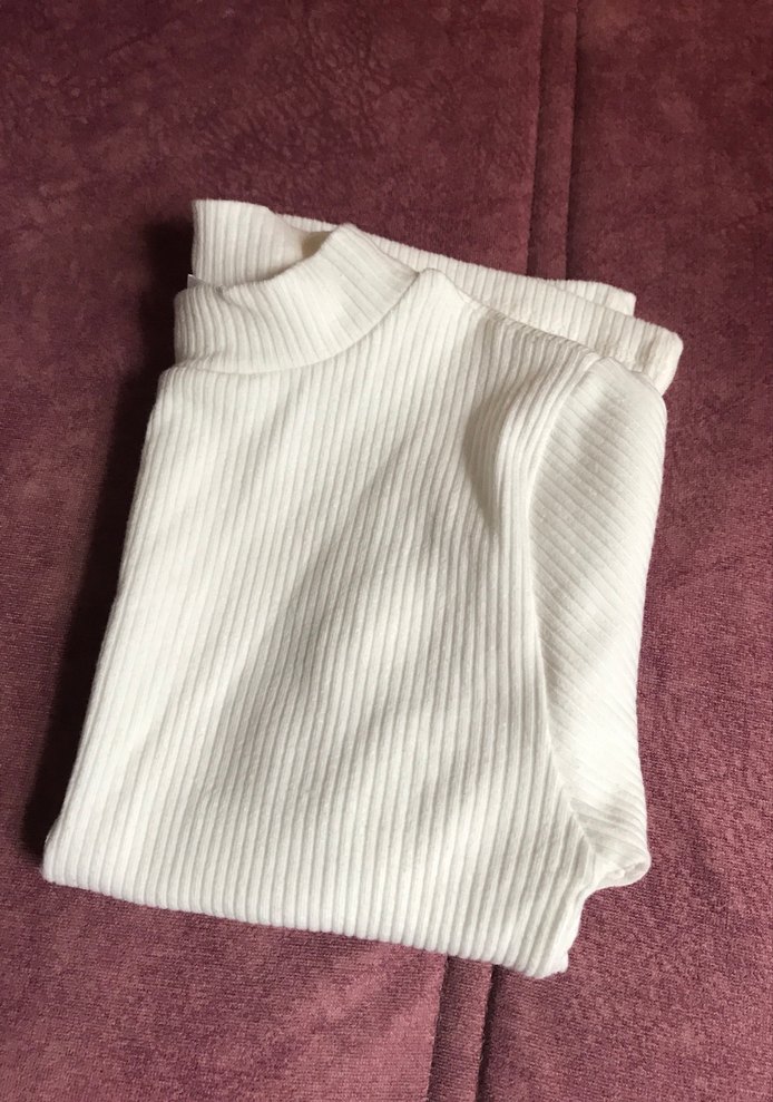 Kız Çocuk Beyaz Balıkçı Yaka Uzun Kollu Tişört - Görsel 4