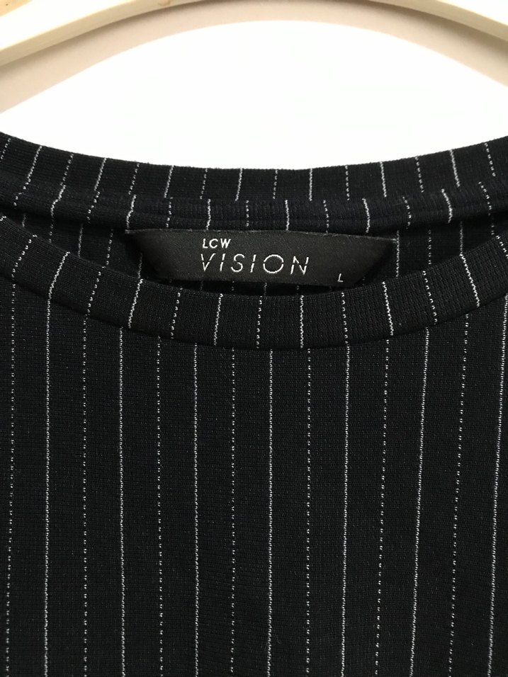 Siyah Çizgili Midi Elbise - Görsel 3