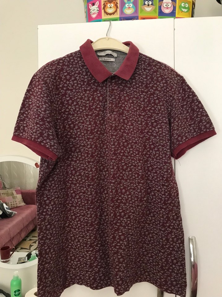 Erkek Bordo Polo Yaka Kısa Kollu Tişört - Görsel 2
