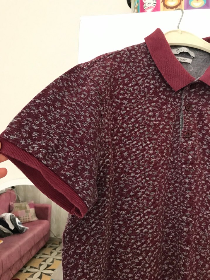 Erkek Bordo Polo Yaka Kısa Kollu Tişört - Görsel 3