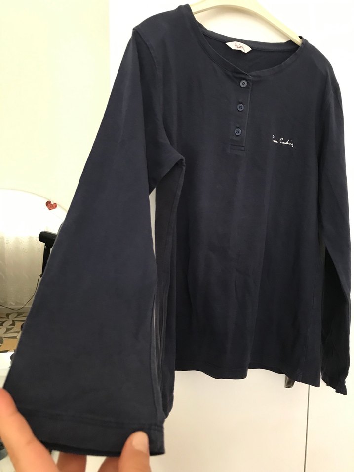 Düğmeli Siyah Pamuklu pijama üstü - Görsel 2