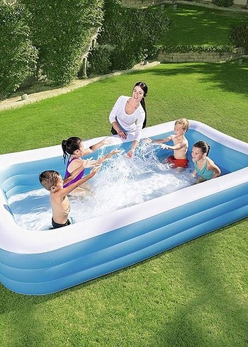 Çocuklar için Renkli Mavi Şişme Havuz Seti - Görsel 8