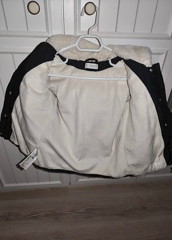 unisex Çocuk Siyah Suni Kürk Detaylı Mont - Görsel 3