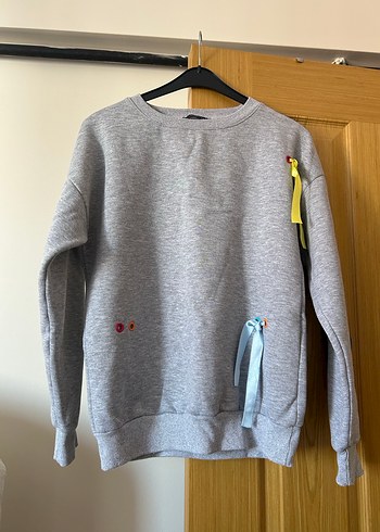 Trendyol & Milla Düğmeli Gri Kadın Sweatshirt