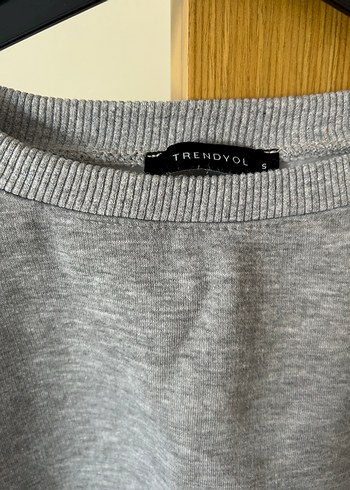 s Beden Düğmeli Gri Kadın Sweatshirt