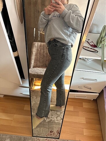 27 Beden gri Renk Crop jean