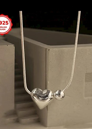 Diger Kadın Zincir Detaylı Minimalist Gümüş Kolye