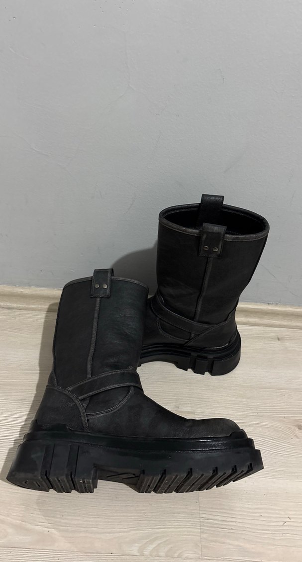 Erkek Siyah Deri Tokalı  Bot postal - Görsel 3