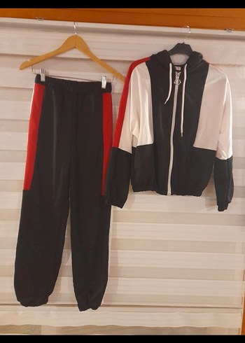 l beden iki iplik Fermuarlı Siyah Kadın Eşofman Takımı - Görsel 2