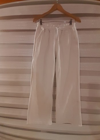 xl beden az ve temiz kullanıldı Beyaz Keten Midi Rahat Kesim - Görsel 2