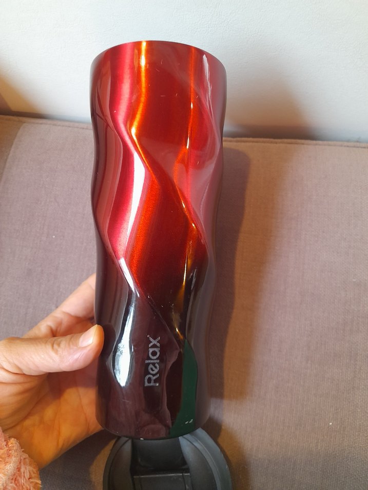 siyah Kırmızı Renkli Termos Relax marka büyük boy - Görsel 2