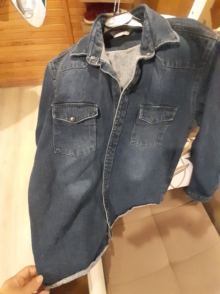 l beden lcw marka Kadın Mavi Denim Gömlek Ceket - Görsel 3