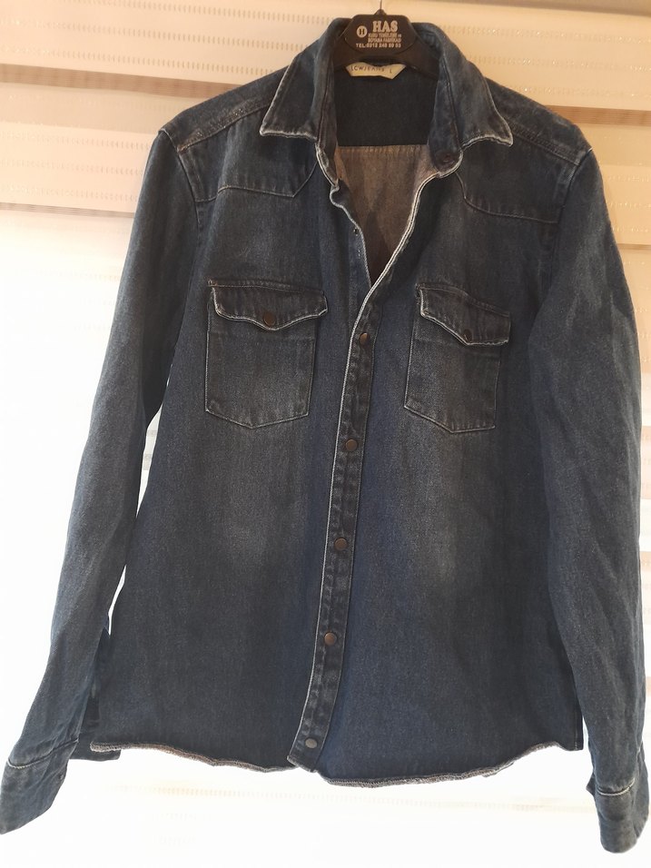 l beden lcw marka Kadın Mavi Denim Gömlek Ceket - Görsel 4