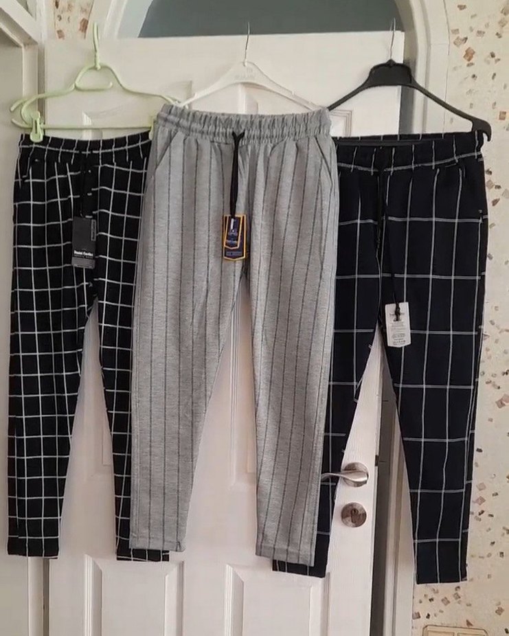 s beden üc adet gri lacivert ve uzun kareli lacivert 3 adet - Görsel 3