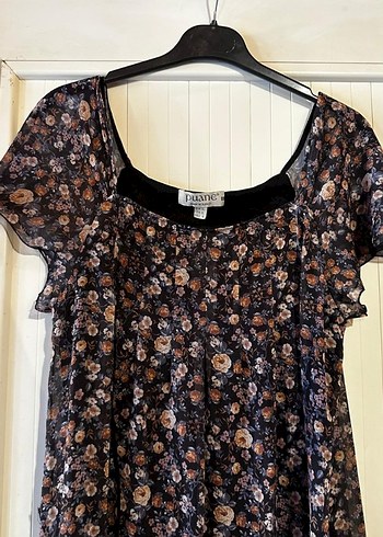 xl beden Kahverengi Bohem Midi Elbise şifon kendinden astarı var - Görsel 3