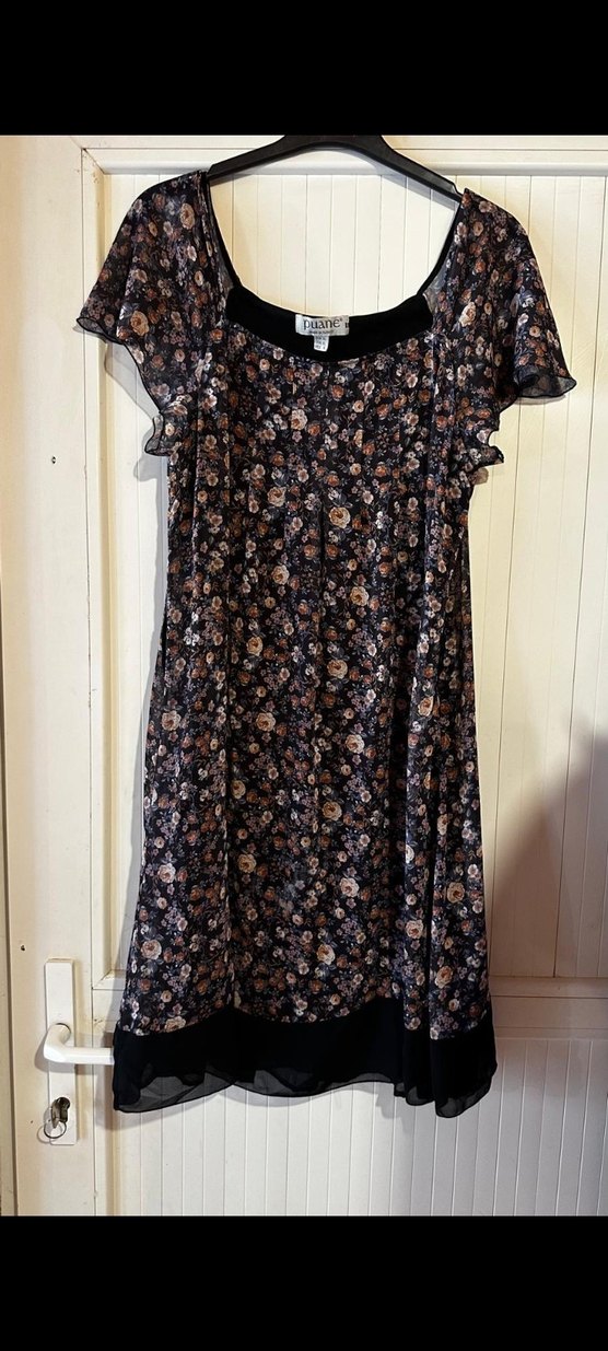 xl beden Kahverengi Bohem Midi Elbise şifon kendinden astarı var - Görsel 2