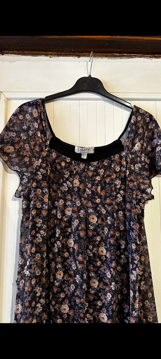 xl beden Kahverengi Bohem Midi Elbise şifon kendinden astarı var - Görsel 3