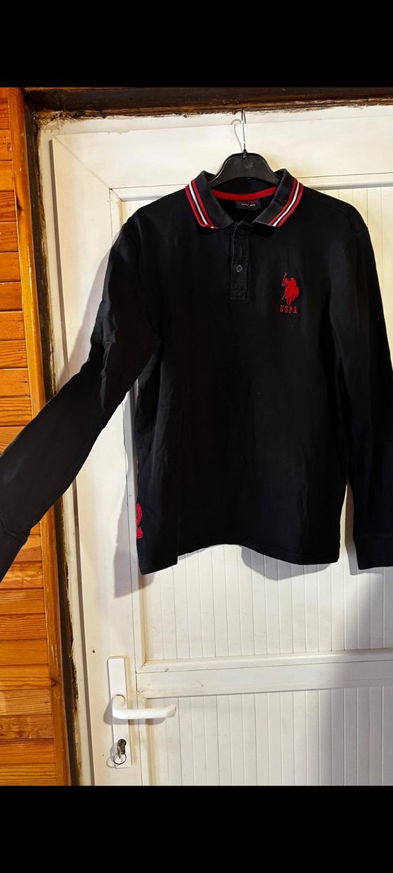 m beden polo  marka orjinal Erkek Siyah Uzun Kollu Polo Tişört - Görsel 4