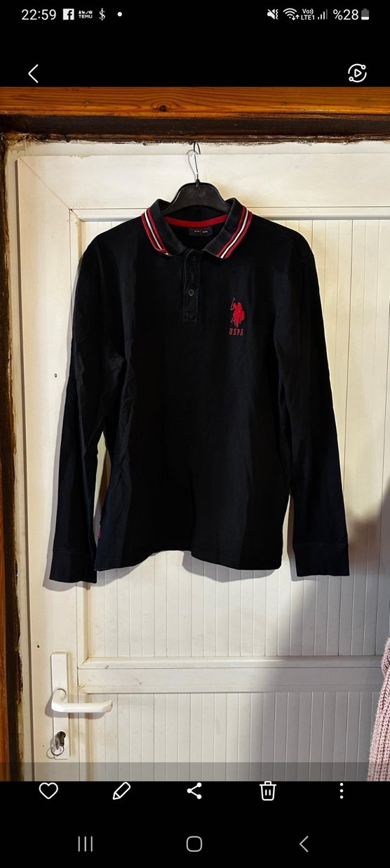 m beden polo  marka orjinal Erkek Siyah Uzun Kollu Polo Tişört - Görsel 3