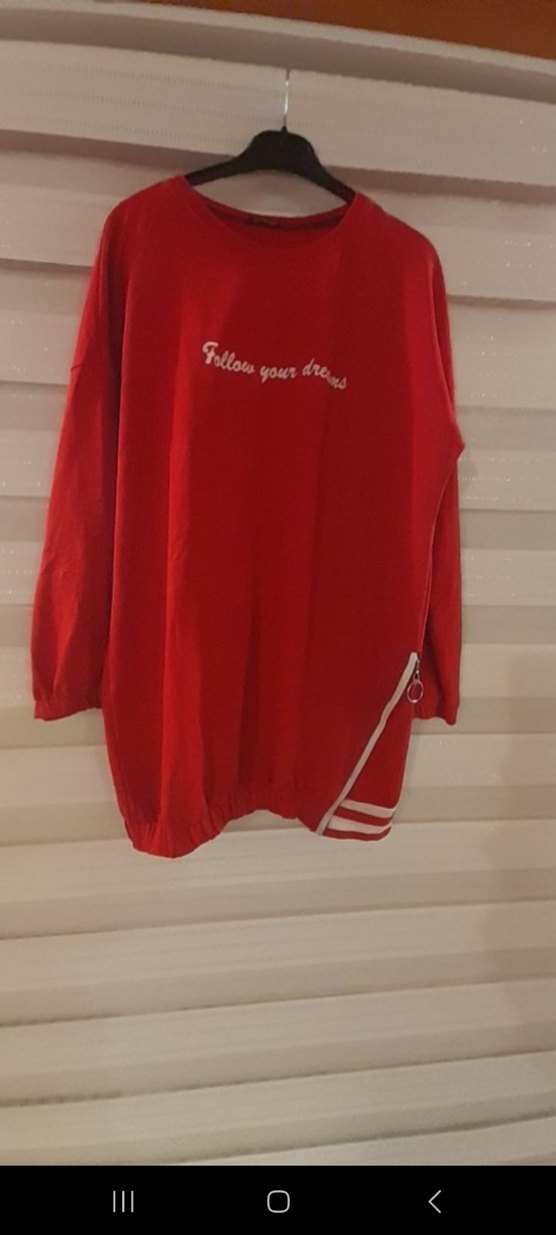 xl beden Kırmızı Rahat Kesim Kadın Eşofman Takımı - Görsel 4