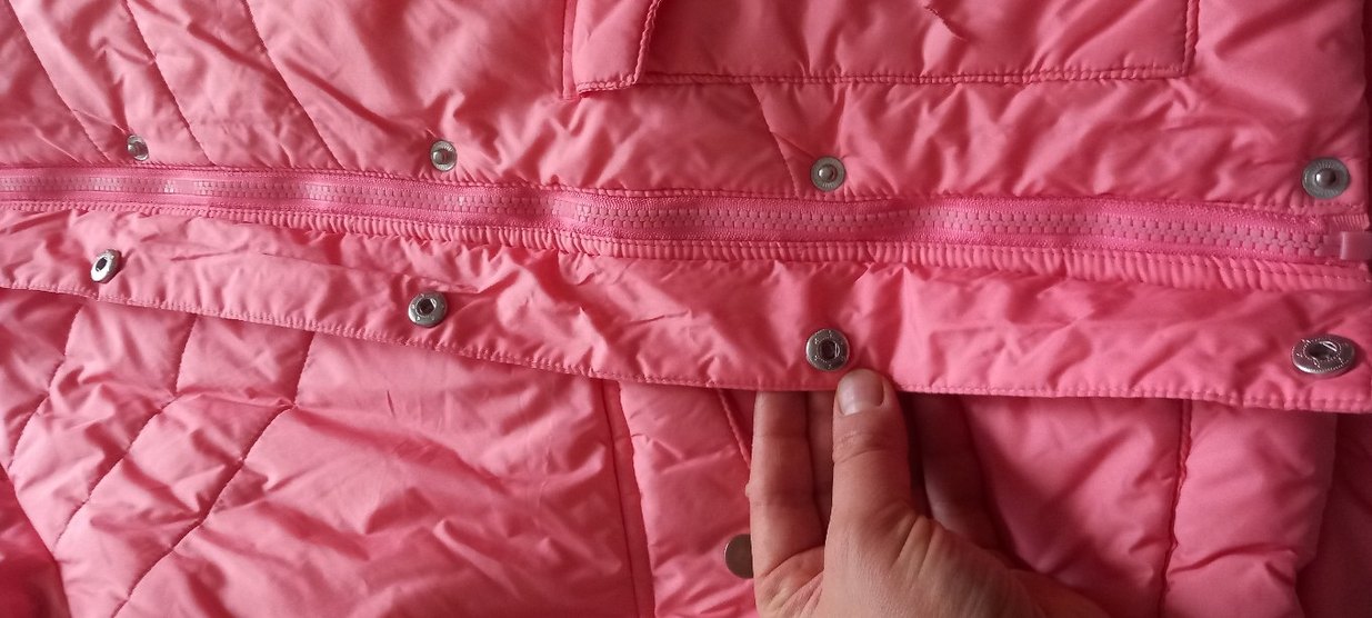 Pembe Düğmeli kız çocuk mont geniş kesim - Görsel 2