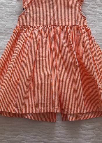 Turuncu Çizgili Kolsuz Kız Elbisesi - Görsel 2