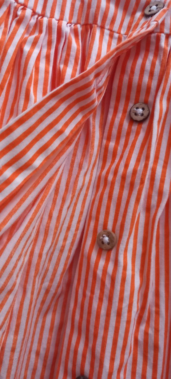 Turuncu Çizgili Kolsuz Kız Elbisesi - Görsel 4