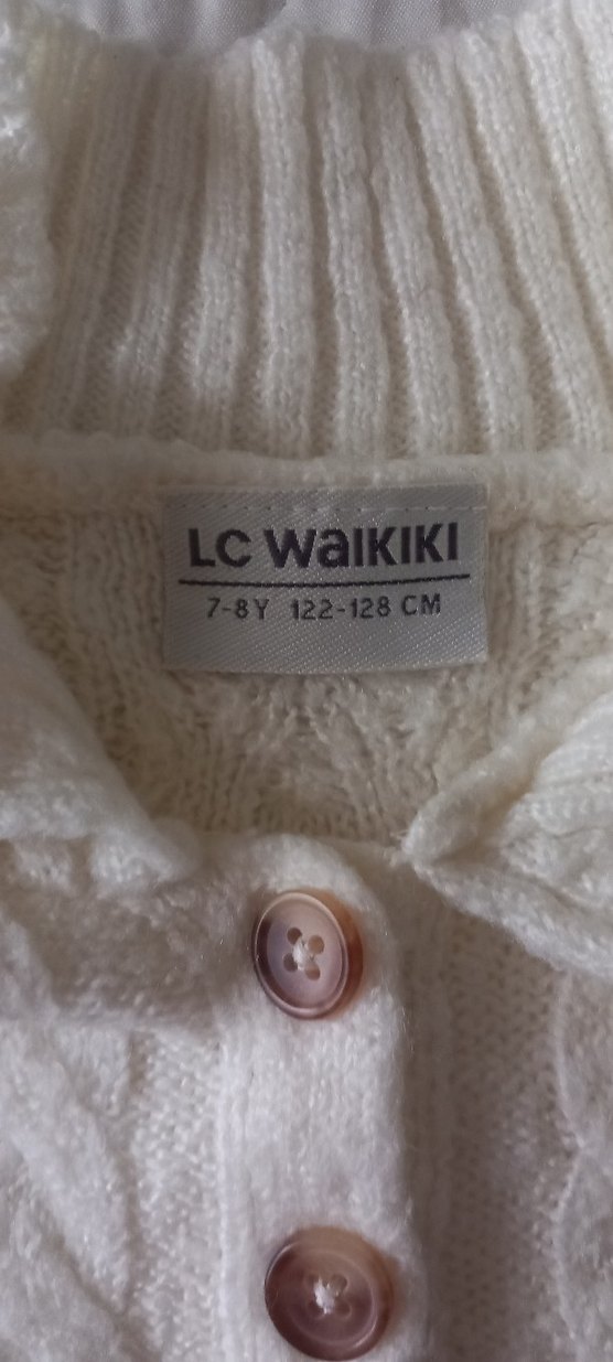 kız çocuk Beyaz Örgü Triko Kazak - Görsel 2