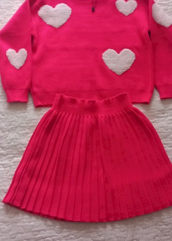 Pembe Baskılı Örgü Kız Çocuk Kazak - Görsel 3