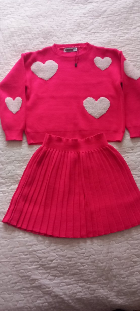 Pembe Baskılı Örgü Kız Çocuk Kazak - Görsel 3