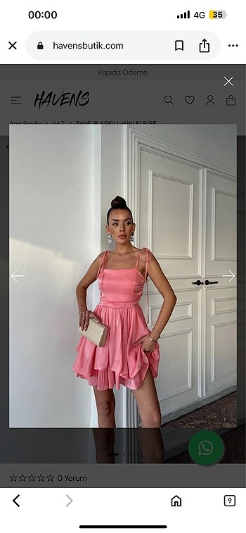 Zara İp Askılı Mini Elbise Şifon